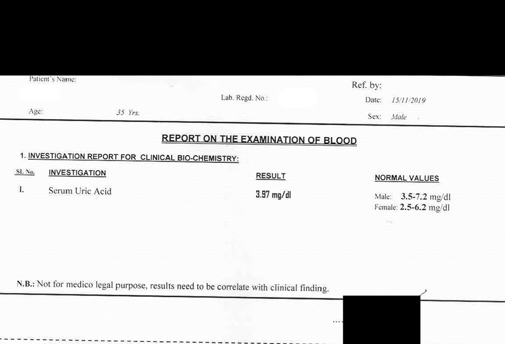Blood examination report of case 2 on 15.11.2019.