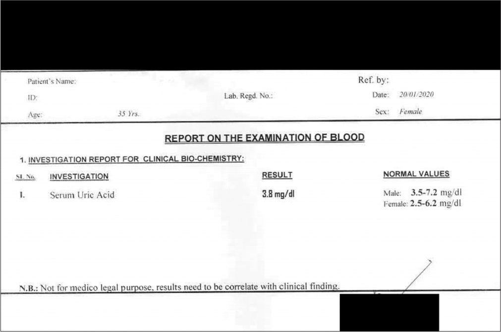 Blood examination report of case 2 on 20.01.2020.